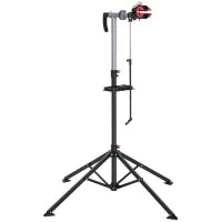 Cavalletto Manutenzione Bici Pieghevole ad Altezza Regolabile con Vassoio Portautensili, 100x100x109-180 cm, Nero