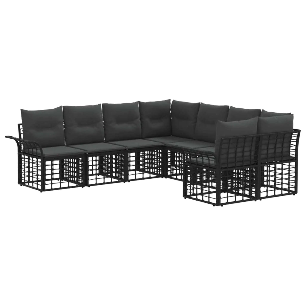 Set di divani da esterno 8 pcs Nero e Grigio scuro Poliestere 3437817
