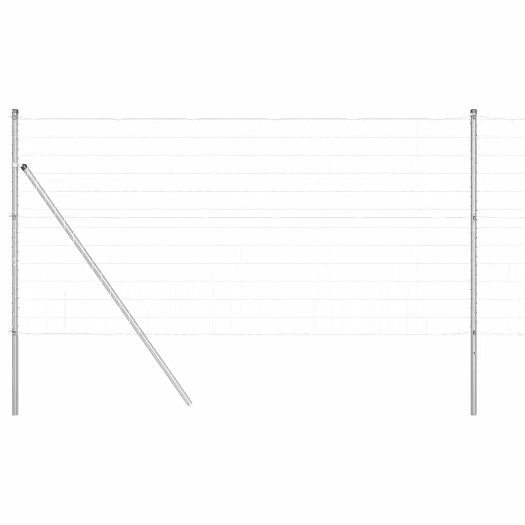 Recinzione da Giardino | Recinzione con Posto Argento 1 x 10 m Acciaio e PVC