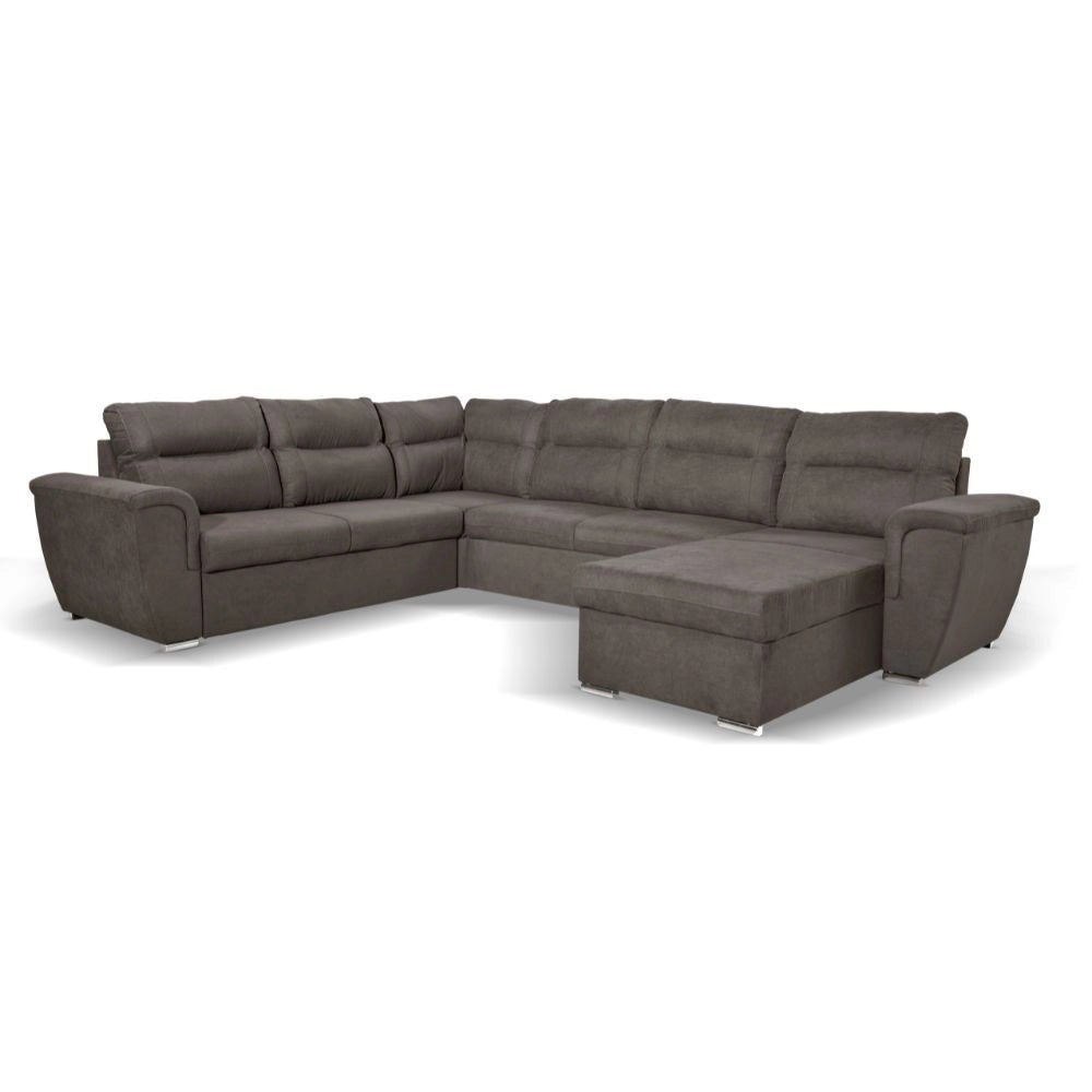 Divano angolare Washington con letto e 2 contenitori in tessuto khaki Enjoy 09