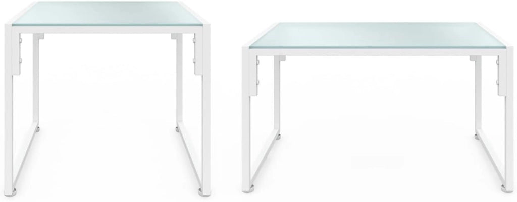 Nairobi Set di mobili da Giardino Bassi a 6 posti in Acciaio Bianco con Cuscini Beige