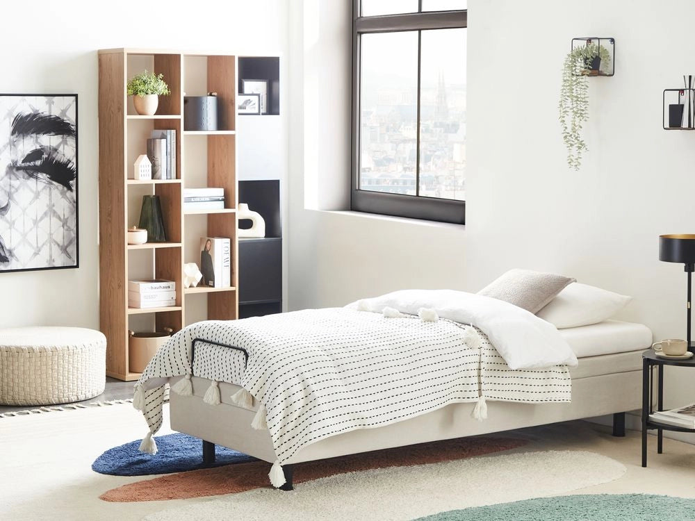 Letto elettrico matrimoniale tessuto beige regolabile con telecomando senza testiera 80x200 cm stile moderno