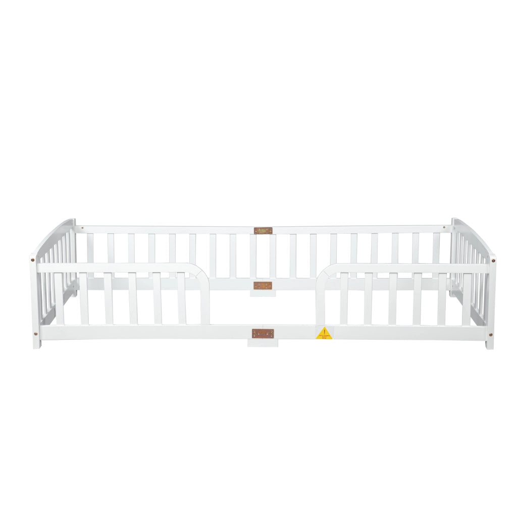 Lettino per bambini 90 x 200 cm, con spondine di sicurezza, senza piastra di base, bianco