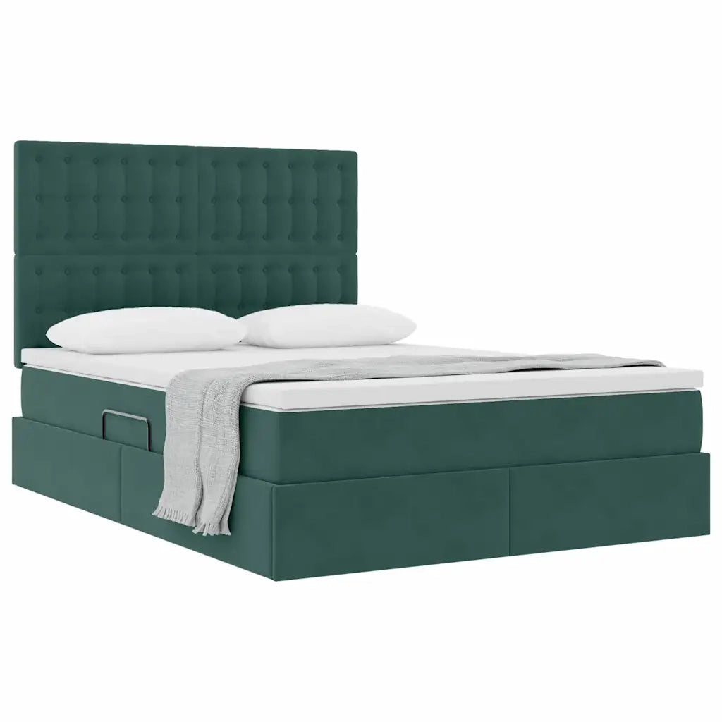 Letto con contenitore e materasso Verde Scuro 140 x 190 cm 3372150