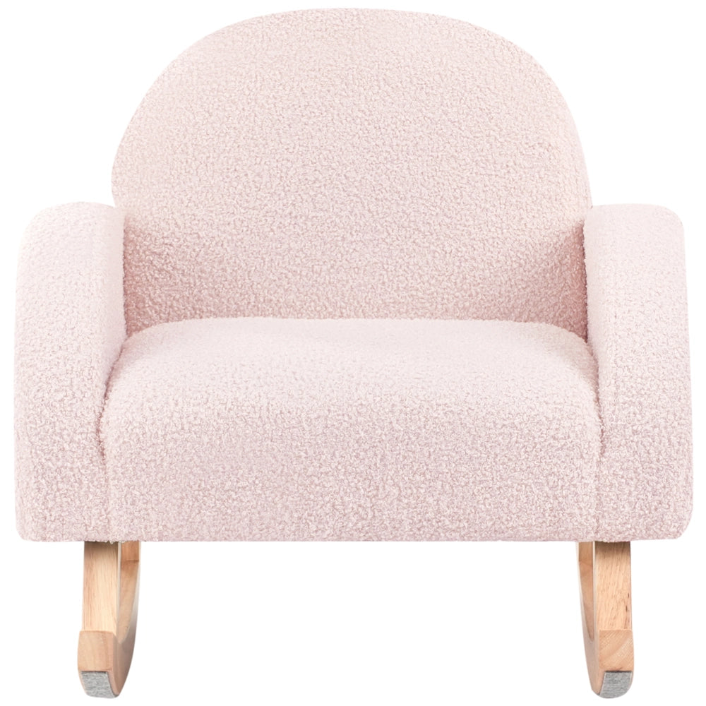 Sedia a dondolo per bambini in legno rosa pastello cameretta
