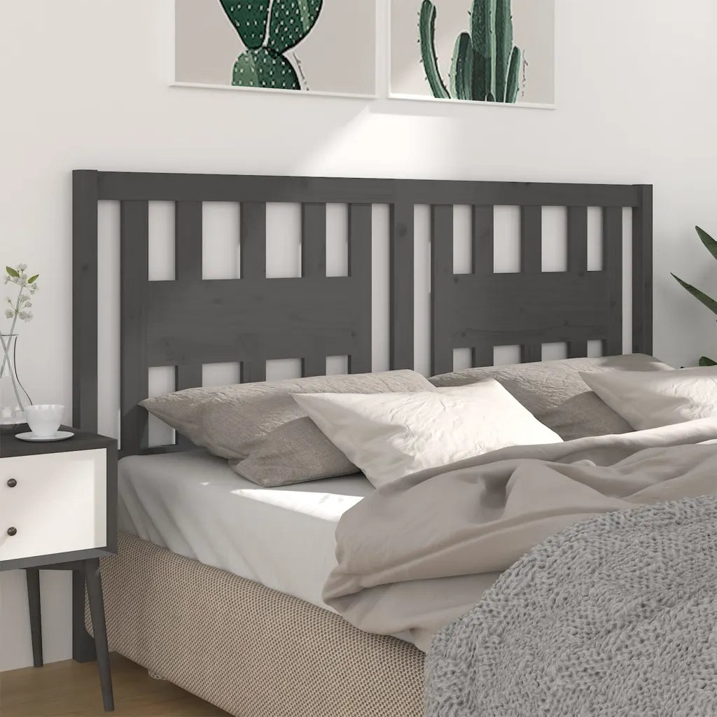 Testiera per Letto Grigia 186x4x100cm in Legno Massello di Pino cod mxl 32047