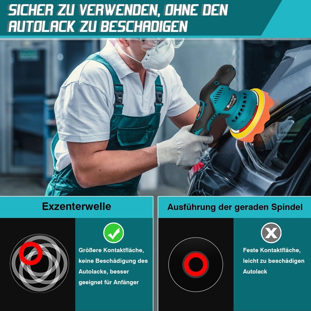 Trade Shop - Lucidatrice Rotorbitale 2 Batterie 12 V 2000 Mah 8 Velocità Levigatrice Per Auto -