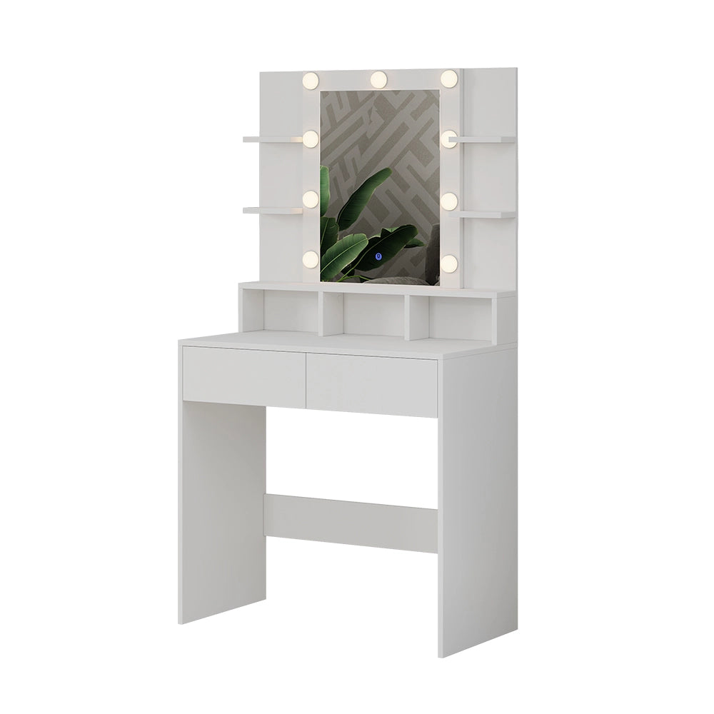 Vicco Tavolo da toeletta Bianco 80 cm con illuminazione a LED