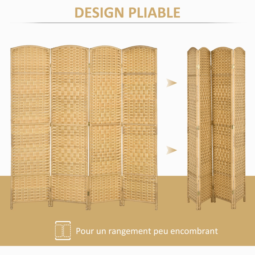 Paravento 4 Ante Legno Pieghevole ¨C zephmum ¨C 180x180 cm Legno Naturale