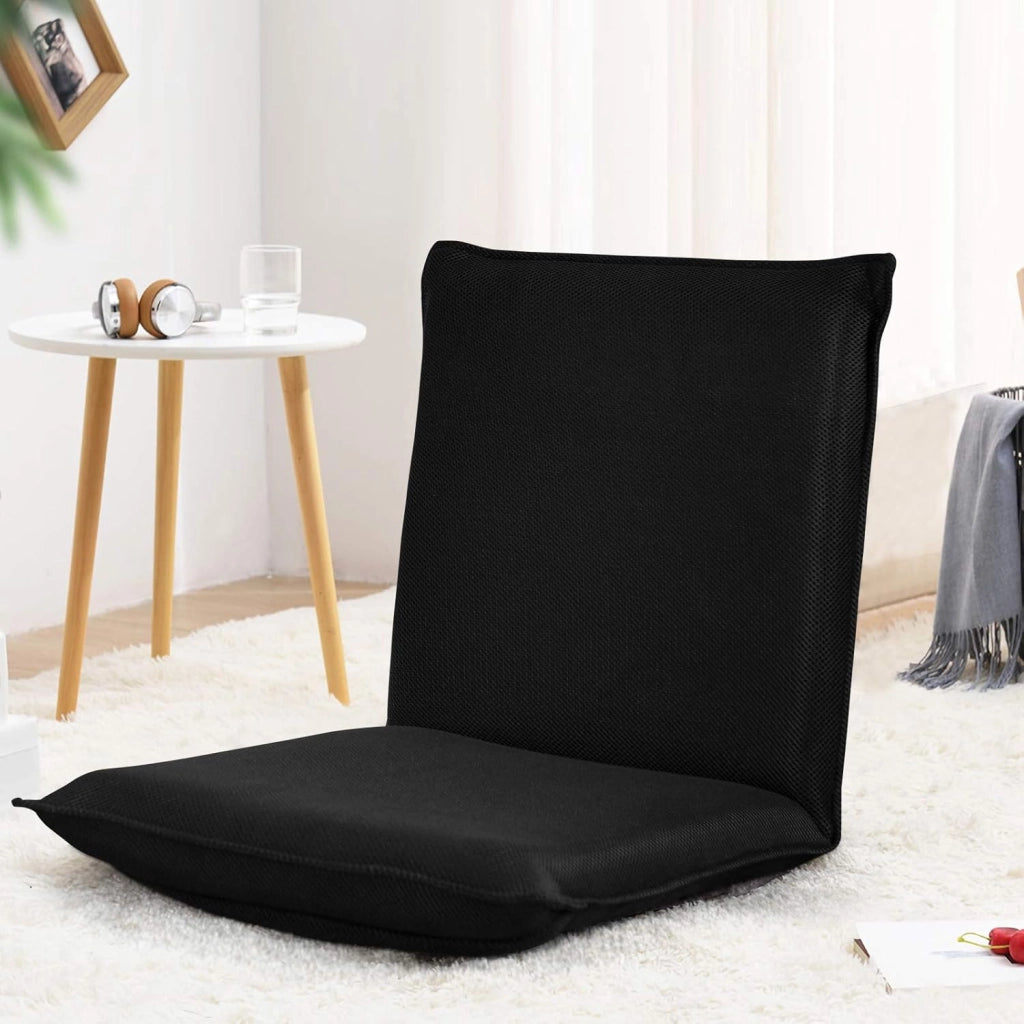 Sedia da Pavimento Poltrona da Terra, Sedia Reclinabile Imbottita, per Salotto Camera da Letto e Studio (Nero)