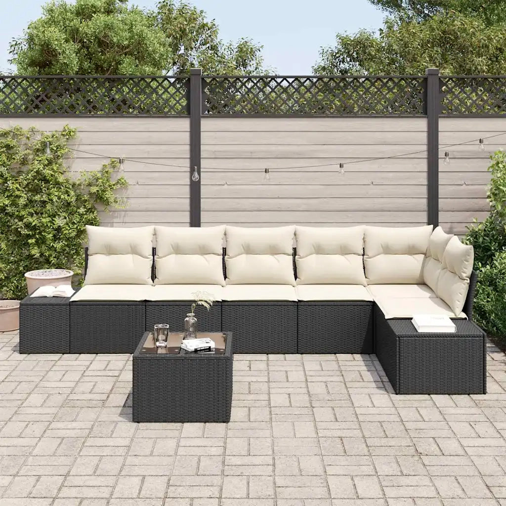 Set Divano da Giardino Marrone e Crema polyrattan 3355756