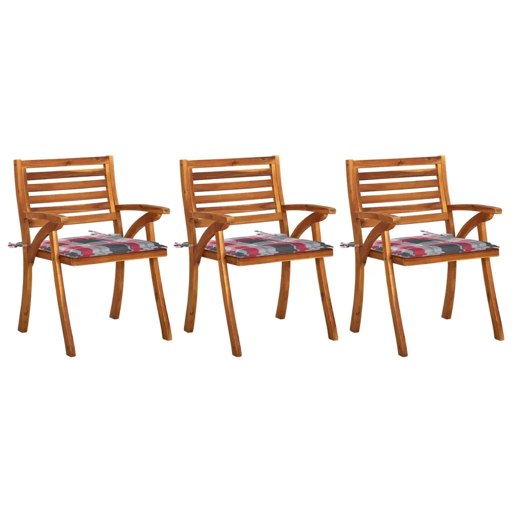 Sedie da Pranzo da Giardino con Cuscini 3 pz Massello di Acacia cod mxl 7086