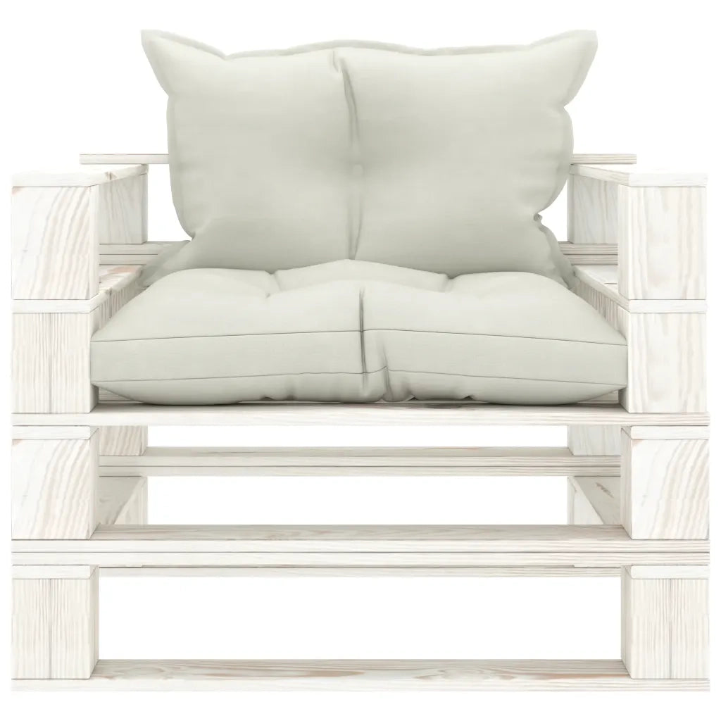 Poltrona da Giardino Pallet con Cuscini Beige in Legno 3052420