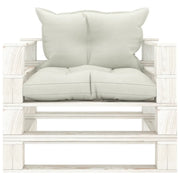 Poltrona da Giardino Pallet con Cuscini Beige in Legno 3052420