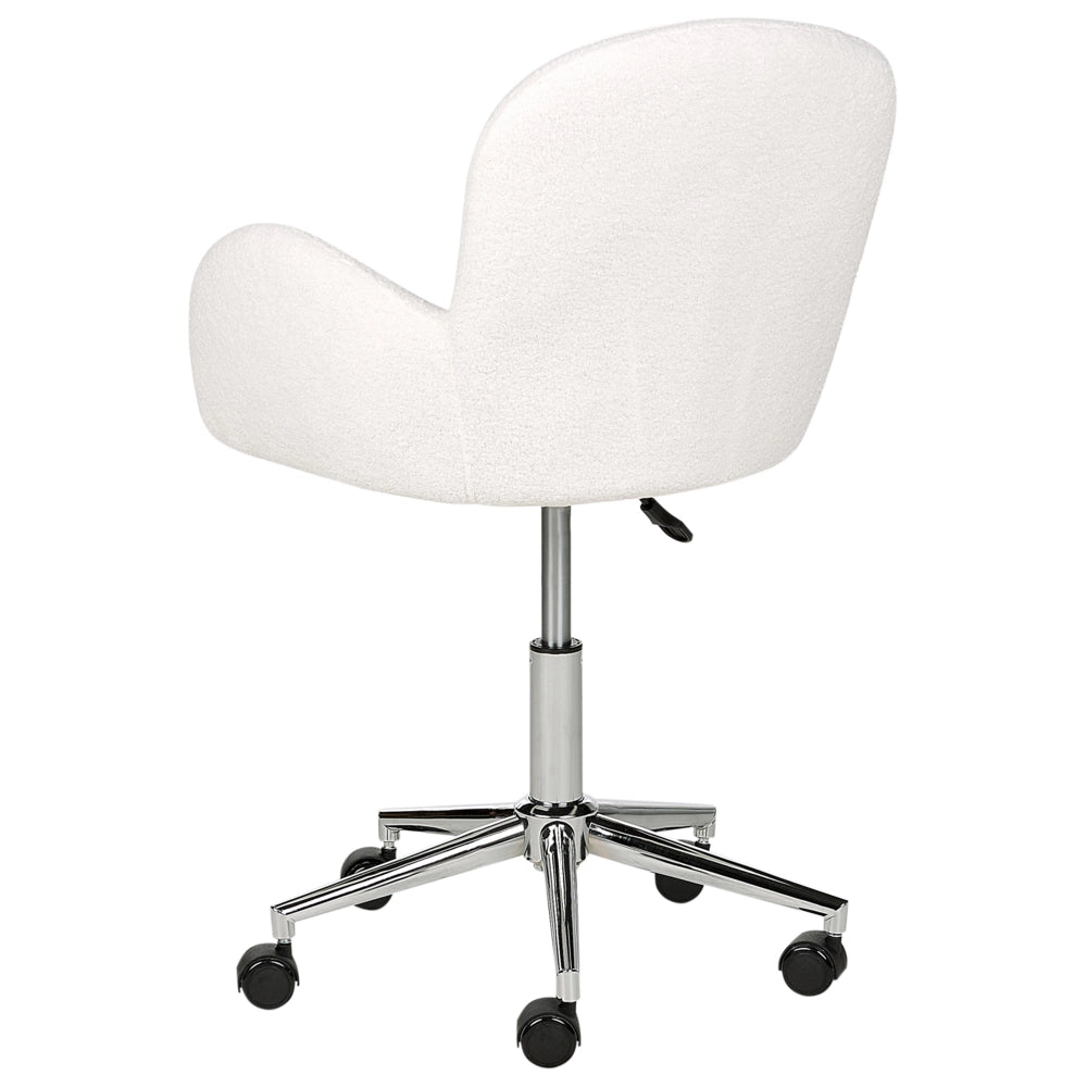 Sedia da ufficio girevole con altezza regolabile in tessuto boucle bianco stile moderno retrò ufficio di casa
