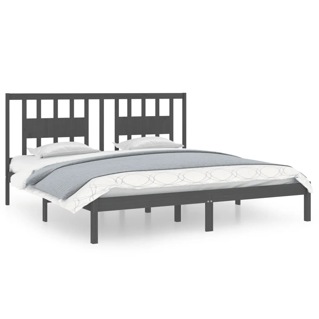 Giroletto-Struttura Letto Grigio in Legno Massello di Pino 200x200 cm 119521