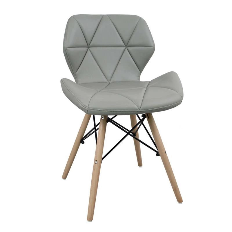 SET 4 SEDIE ANNAPOLIS MODERNA IN ECOPELLE GRIGIA E LEGNO 41 X 49 X H71 CM