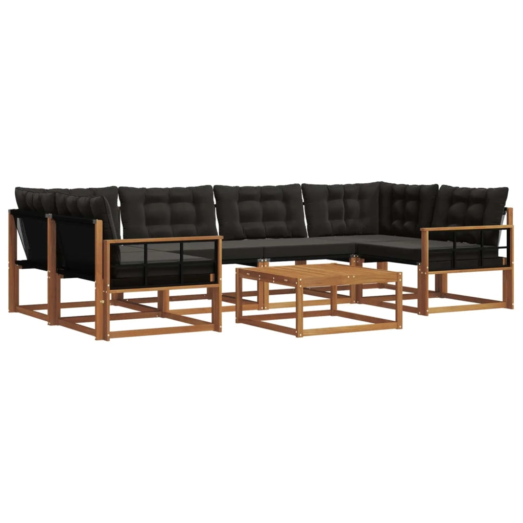 Set di divani da esterno con cuscino 7 pcs Naturale e Nero 3369247