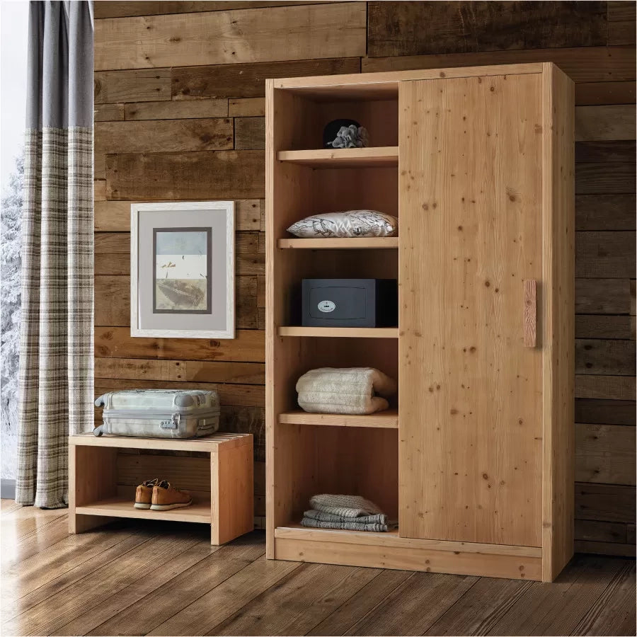 Armadio cortina 1 anta scorrevole legno massello di abete 125x55x220 - Mobili 2G
