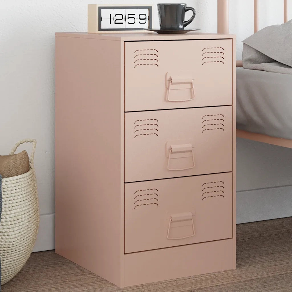 Comodino | Armadio da Notte | Mobiletto da notte Rosa 34,5x39x62 cm in Acciaio
