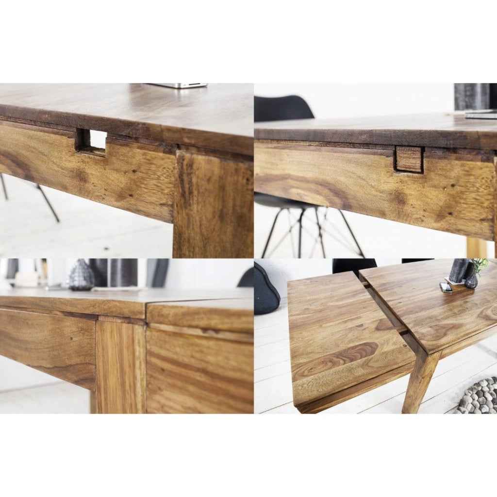 Tavolo da pranzo TAVINA 120–200 cm – Tavolo allungabile in legno massello di Sheesham verniciato