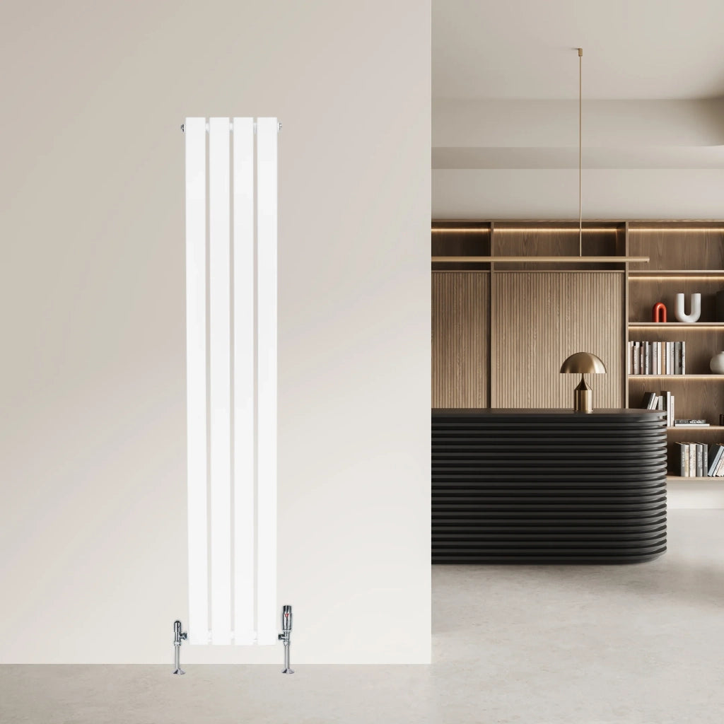 Radiatore Verticale 1600 x 280 mm con Valvole TRV Bianco