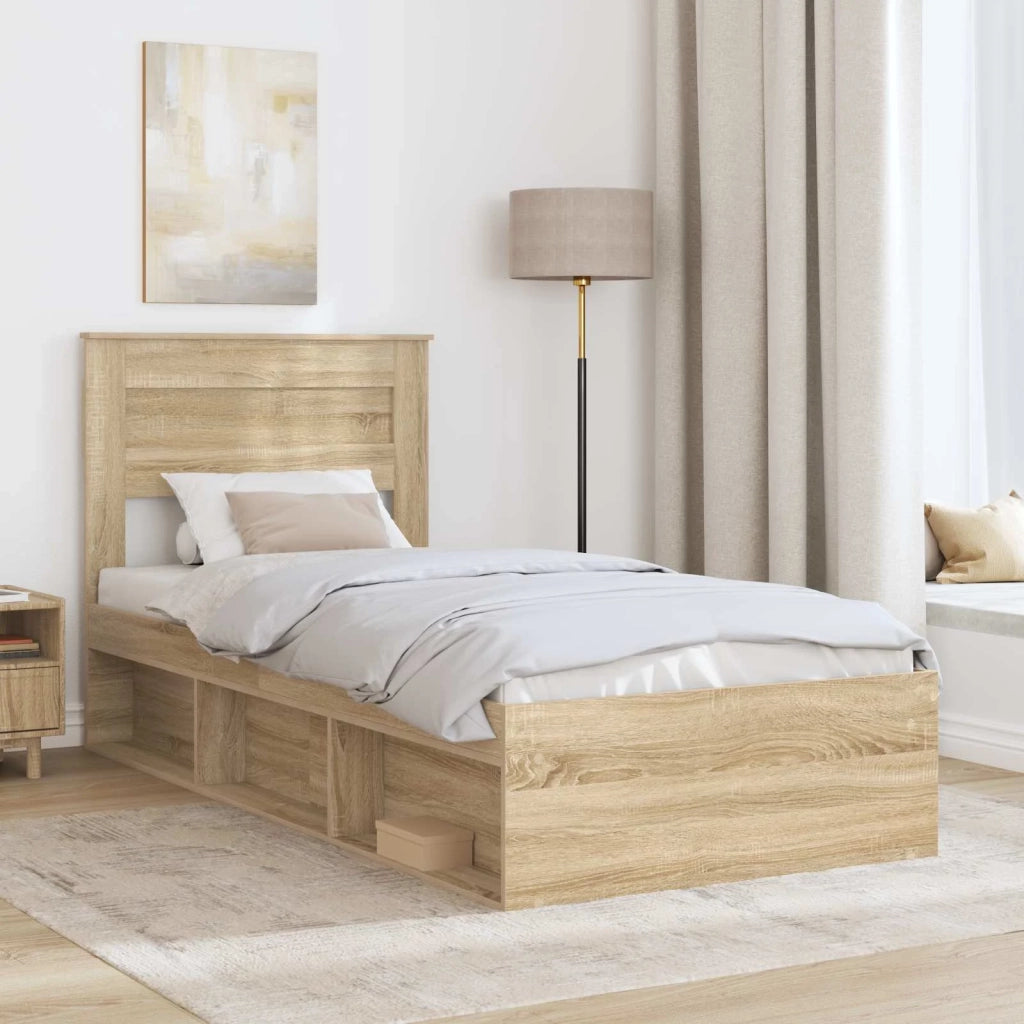 Struttura del letto Rovere Sonoma 75 x 190 cm Pino massello