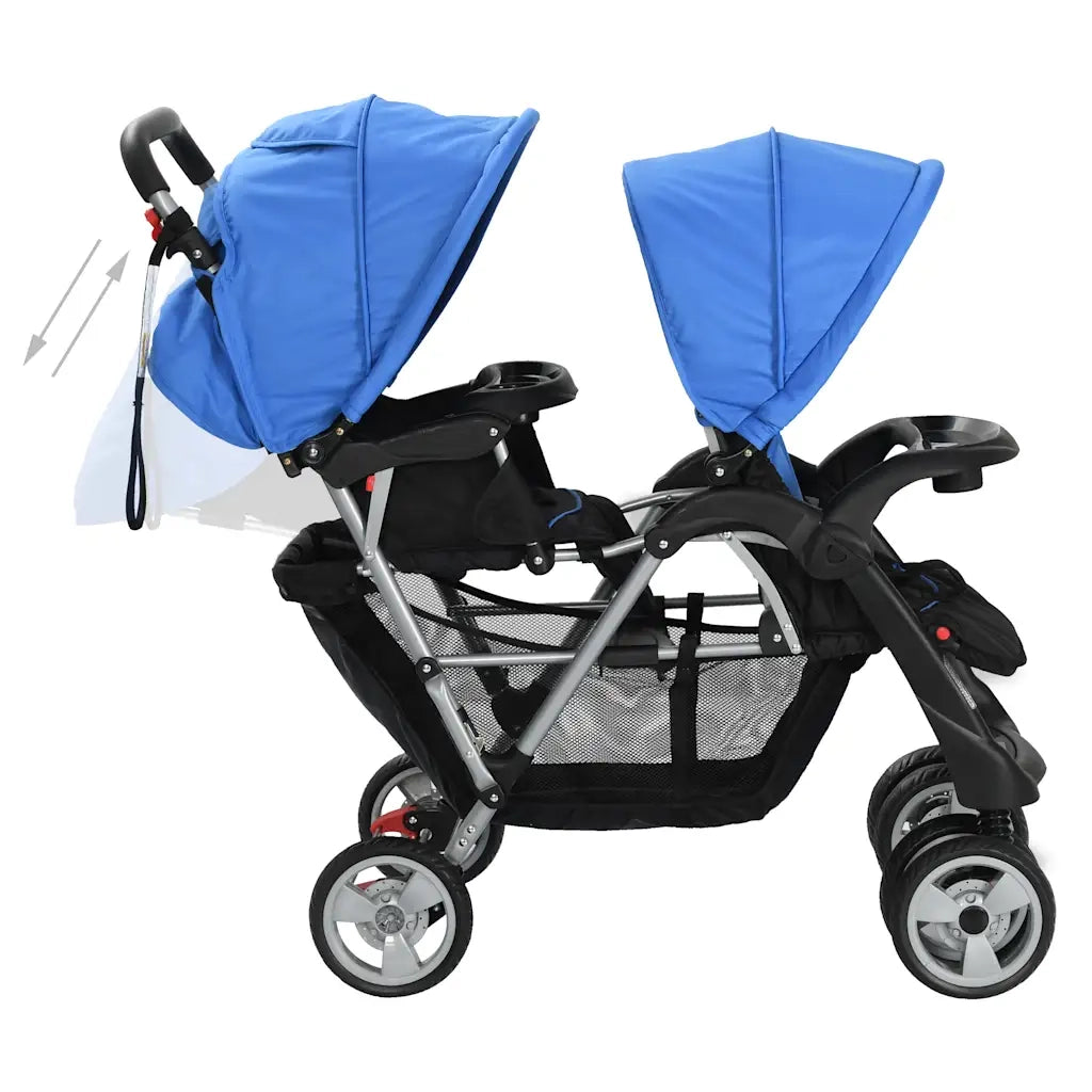 Passeggino Gemellare a Tandem in Acciaio Blu e Nero CFW9038025