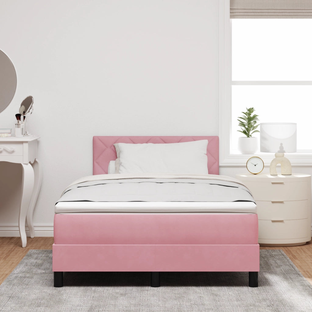 Letto a Molle con Materasso e LED Rosa 120x200 cm Velluto