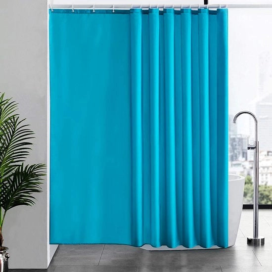 Tende per doccia Anti muffa tessuto poliestere impermeabile tende per doccia lavabili tessuto per vasca da bagno o bagno 16 ganci per tende doccia azzurro turco 240x200cm.