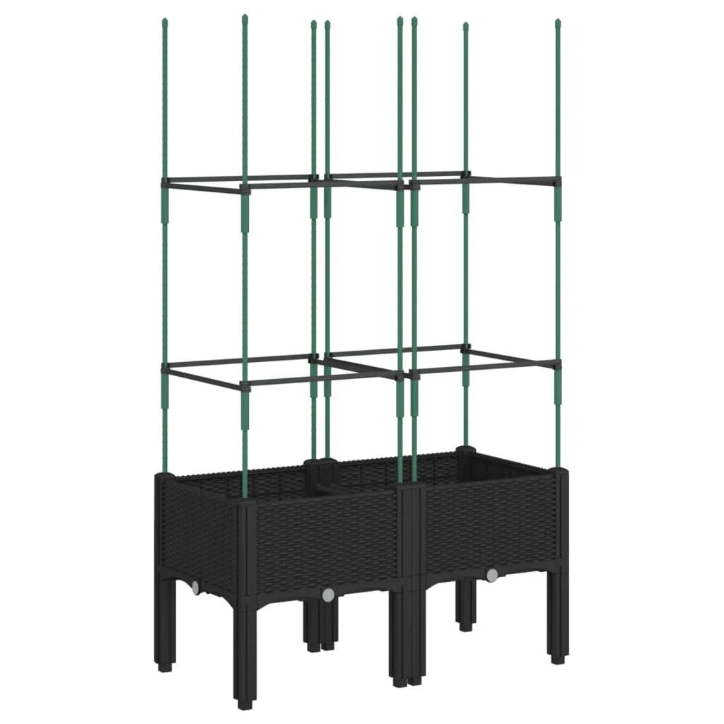 Fioriera rialzata per piante fiori patio giardino con traliccio 80 x 40 x 142,5 cm PP nero 02_0038316