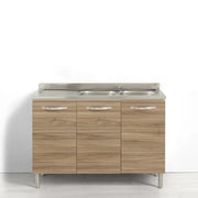 Sotto lavello + Lavello Vs DX per cucina componibile da 120 cm con 3 ante linea MAKA, realizzata in legno 100% MADE IN ITALY, colore Noce