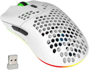 Mouse da Gioco Ricaricabile - Ultra Leggero - Illuminazione RGB - 10 Metri - Bianco