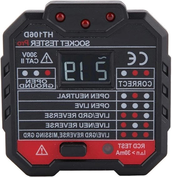 Testatore di Socket Rcd Avanzato Auto Neutrale Habotest Testatore di Mains Fault Checker Tool - Testatore elettrico Habotese (HT106D)