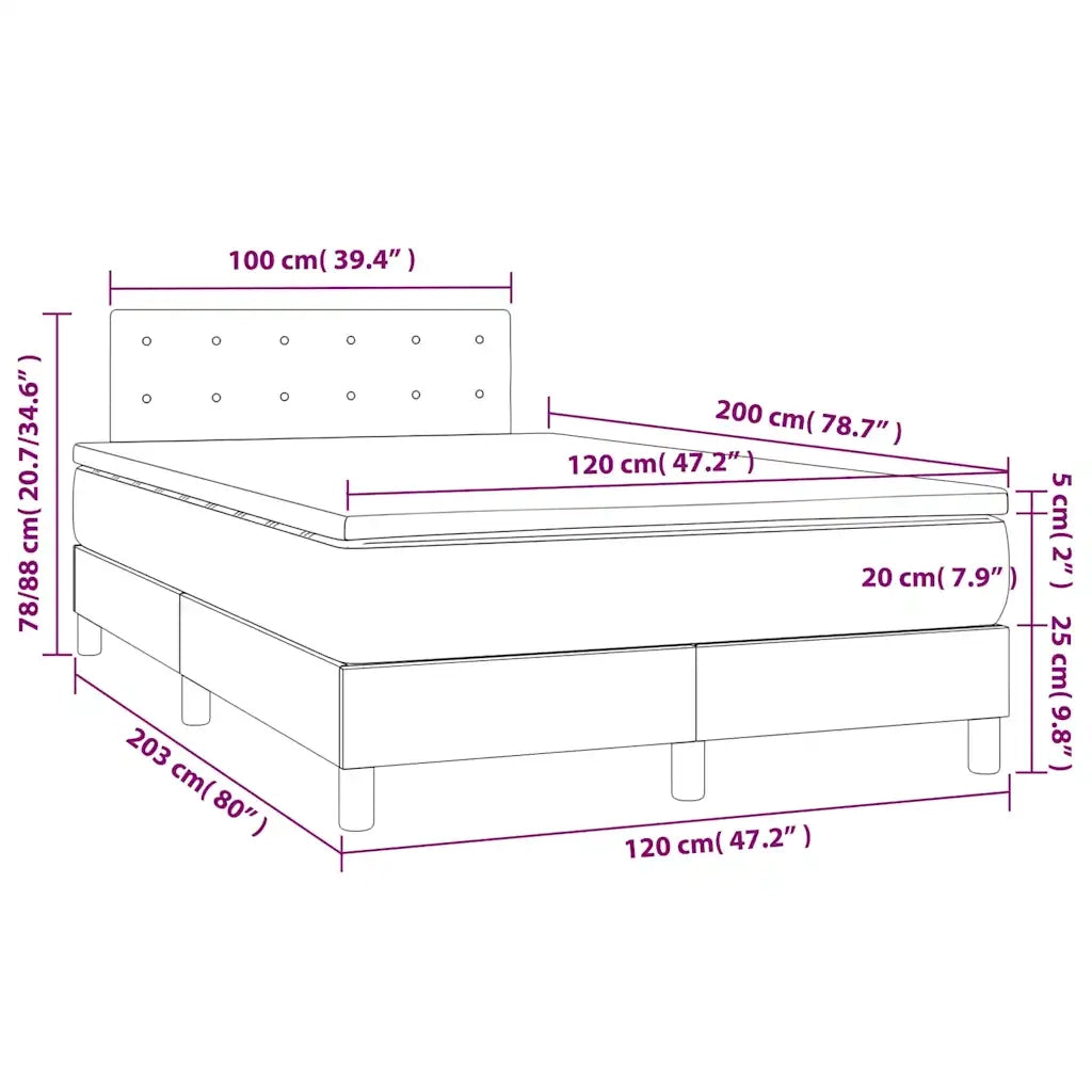 Giroletto a Molle con Materasso Blu Scuro 120x200 cm in Velluto 3141537