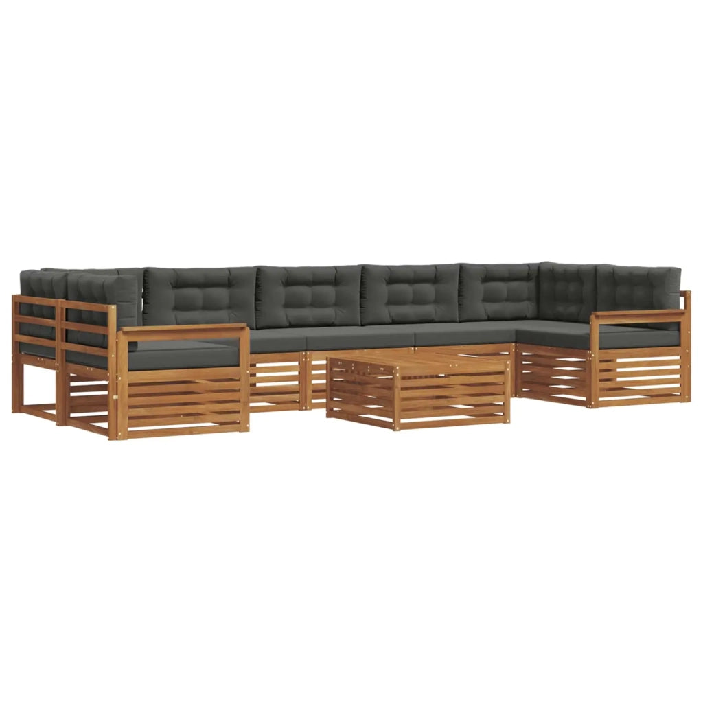 Set di divani da esterno con cuscino 8 pcs Naturale e Antracite