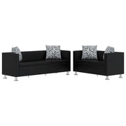Set Divani a 3 e a 2 Posti in Similpelle Nero