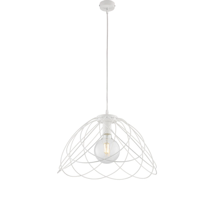Sospensione Moderna 1 Luce Pagoda In Ferro Laccato Bianco