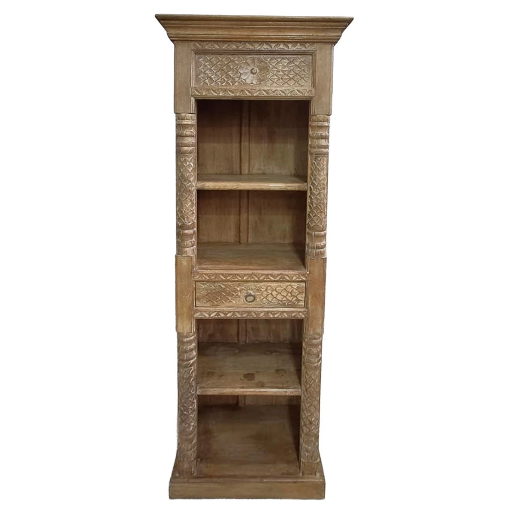 Libreria in legno con finitura artigianale marrone, 57x38x180h cm