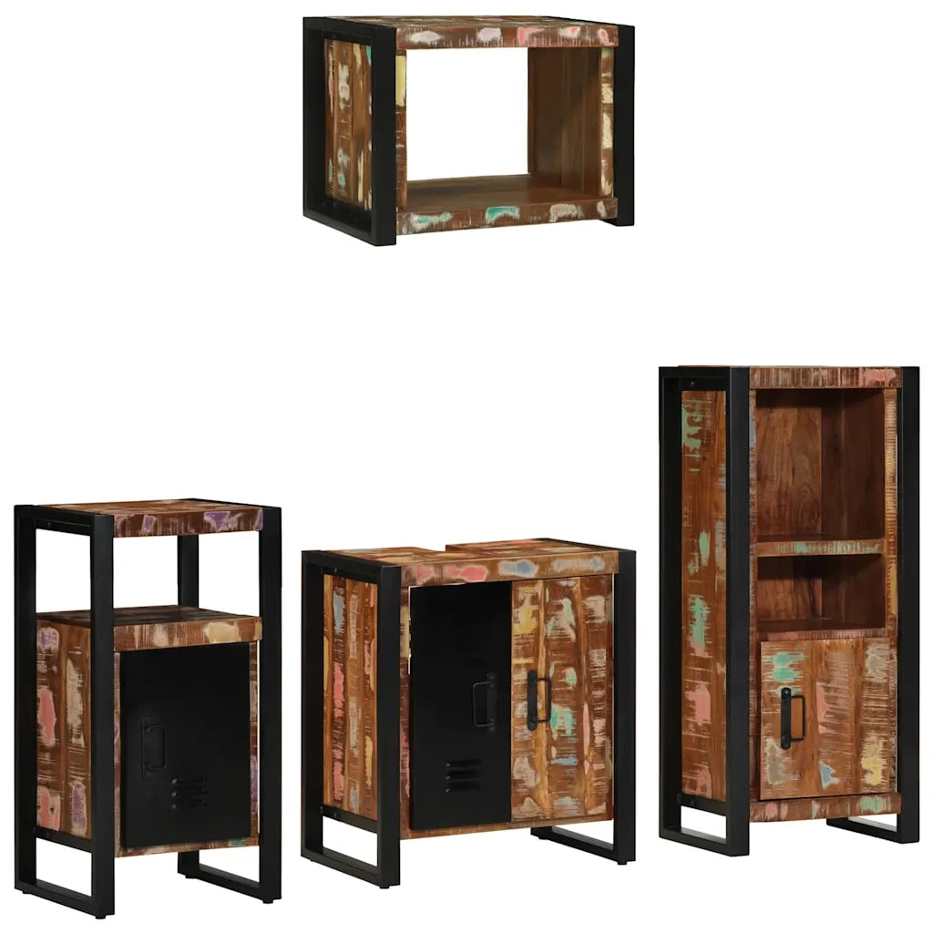 vidaXL Set di mobili per il bagno 4 pcs Legno massello riciclato