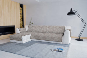 Copridivano con Penisola Sinistra Seduta 290 cm in Poliestere e Cotone Marrone