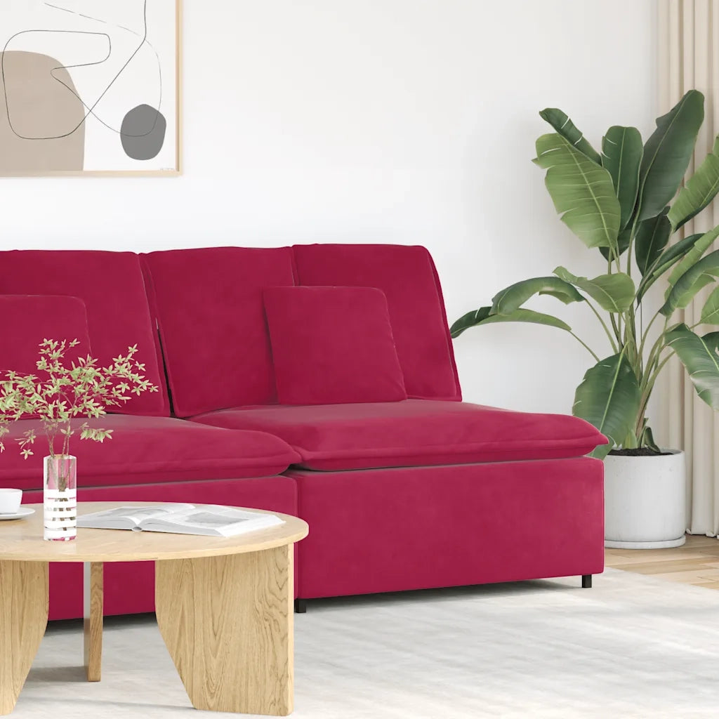 vidaXL Modulo Centrale Divano Modulare con Cuscini Rosso Vino 100 cm