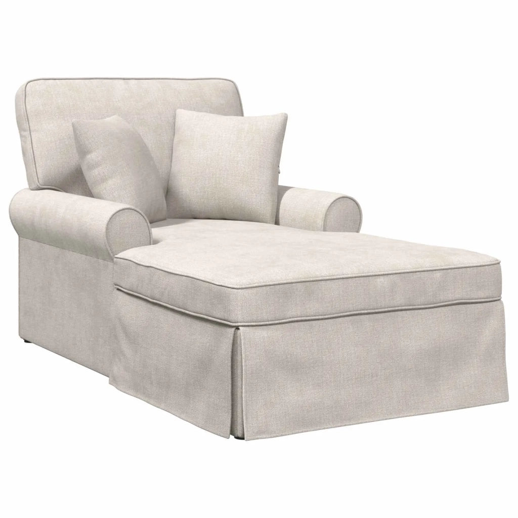 Chaise Longe con Gonna con cuscino Crema 157 x 91 x 91 cm ARES 42022954