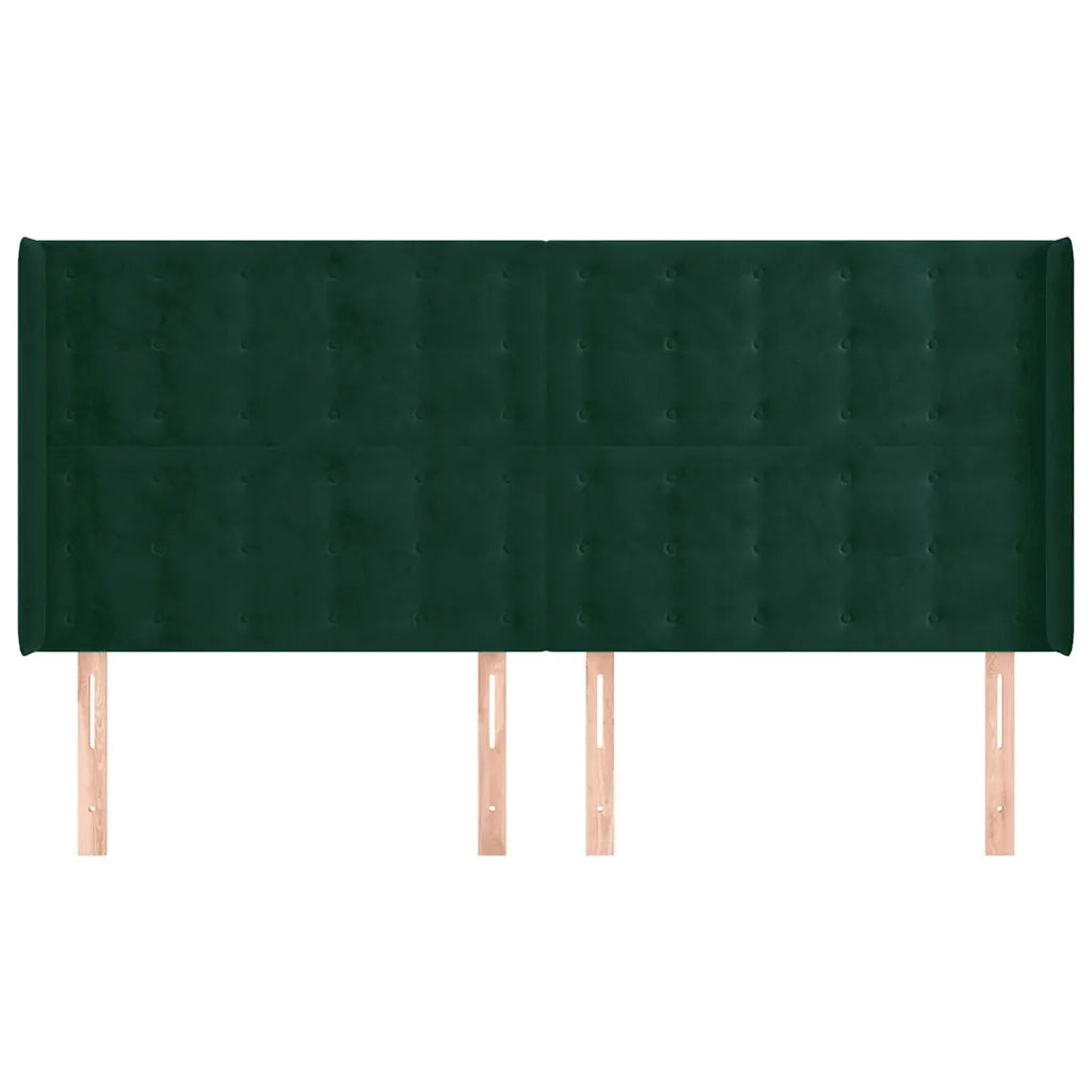 Testiera | Testata ad Orecchio Verde Scuro 203x16x118/128 cm in Velluto
