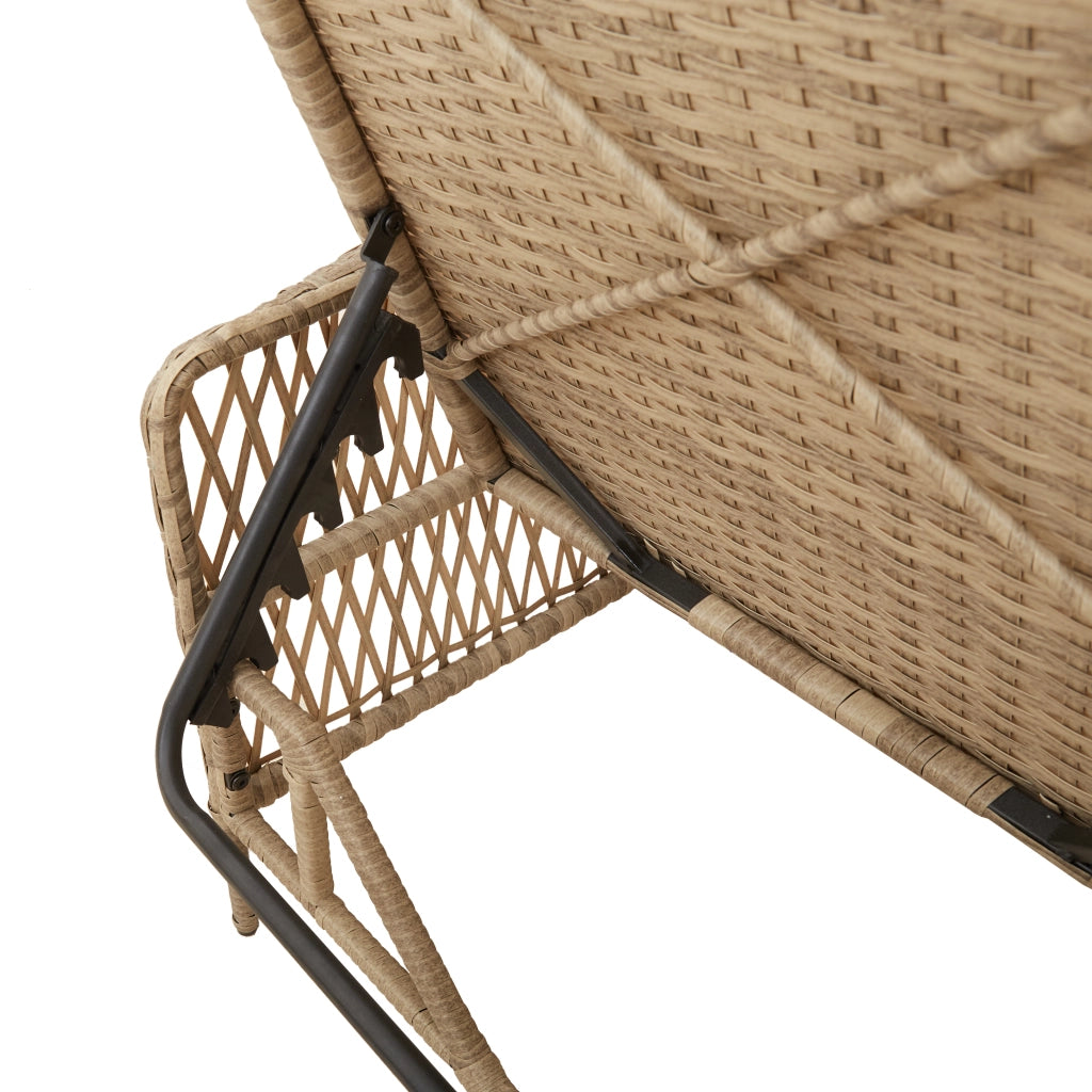 Lettino Prendisole Beige e grigio chiaro Rattan PE 157 x 55 x 92 cm