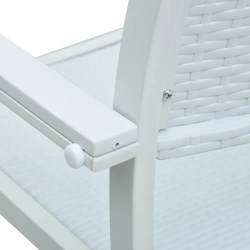 Sedie da Giardino 4 pz Bianche in Plastica Stile Rattan 47888