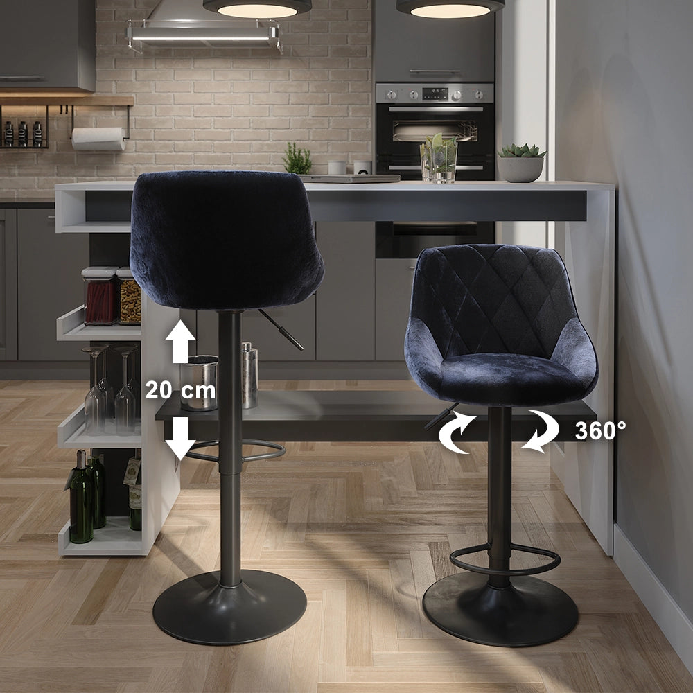 Set di 2 sgabelli da bar Sena Nero 47.5 x 84 cm Vicco