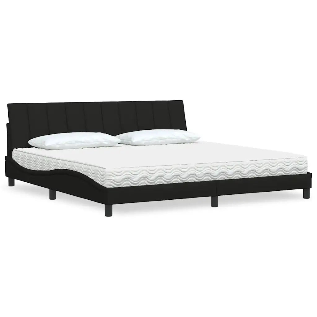 Letto con Materasso Hanko Nero 200x200 cm in Tessuto 3310554