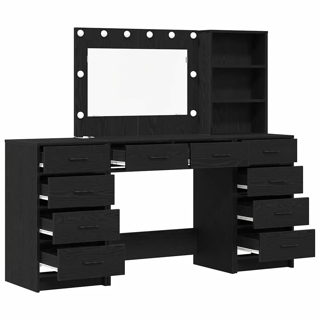 Tavolo da Trucco 3 pcs Rovere Nero Legno multistrato 3334210