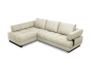 Cosmopolitan Design - Divano convertibile angolare sinistro con contenitore "Clinton" 5 posti in velluto beige chiaro 